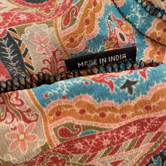 Tolani 100% Silk Paisley Boho Tunic Dress XS-S India Ethnic Print Top Blouse - Picture 6 of 7